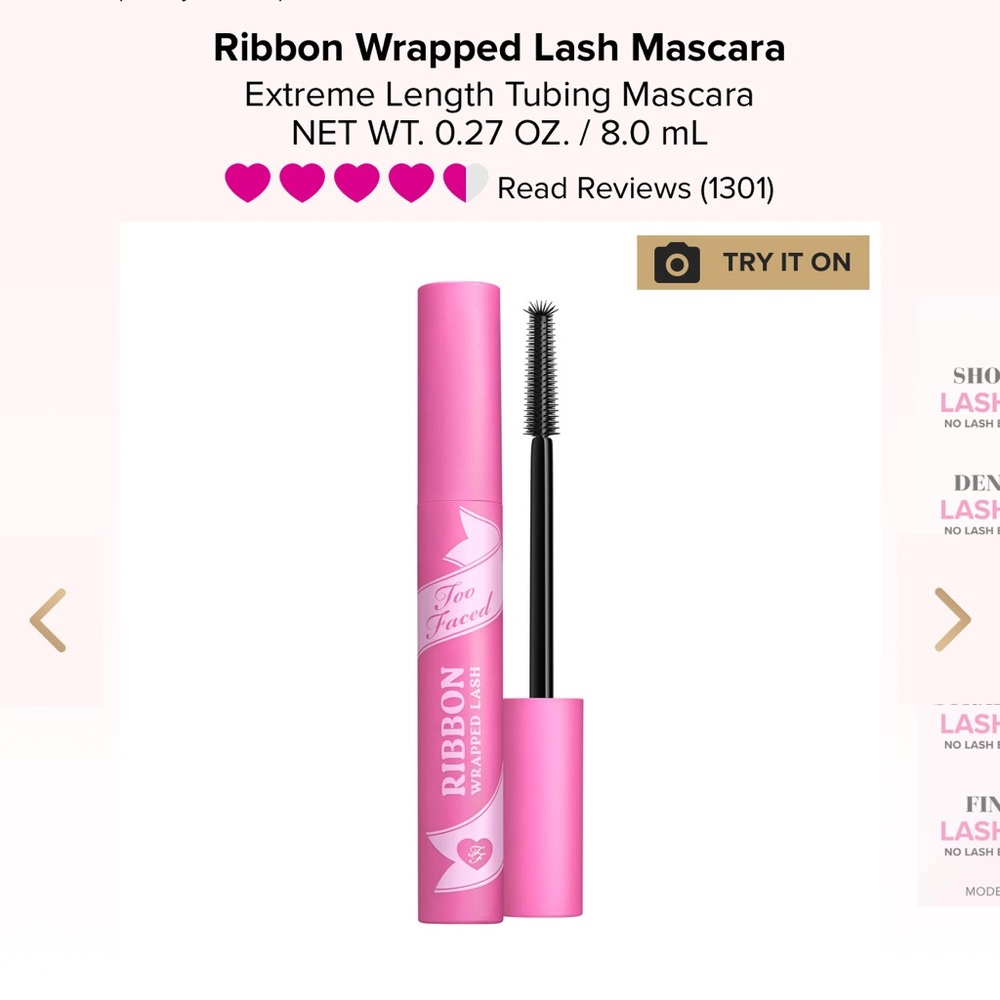 BRAND NEW Too Faced Ribbon Wrapped Lash Mascara - Retail $30